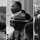 Marchers gathered on the National Mall; Martin Luther King Jr. addressing the audience; marchers en route from the Washington Monument to the Lincoln Memorial (Wikimedia Commons)